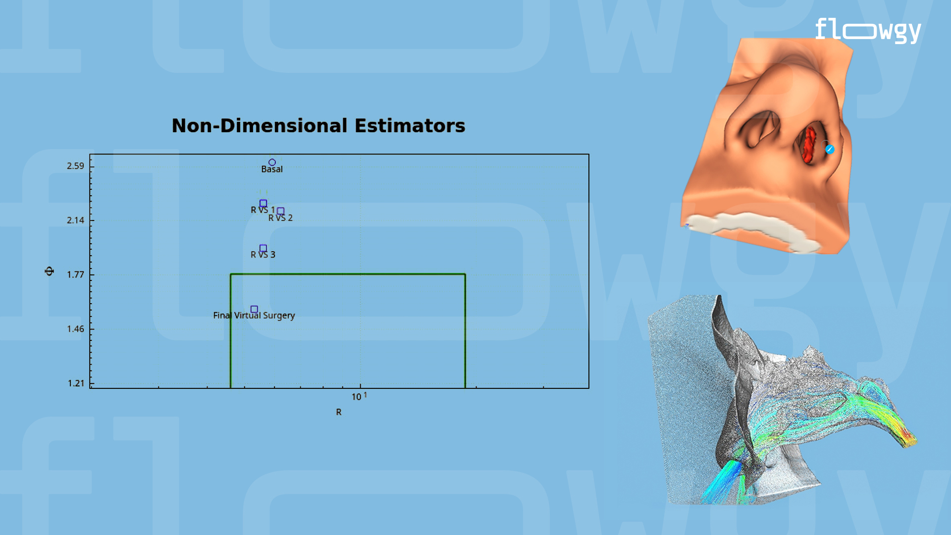 Representation of the non-dimensional estimators developed by Flowgy for the analysis of the nose blockage.